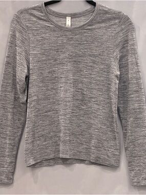 Athleta Gray Marled Long-Sleeve Crew Top